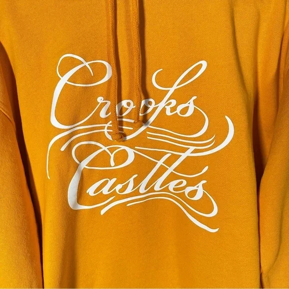 Crooks & Castles Script Logo Hoodie (M) Mustard/Gold Streetwear Skate Y2K - Picture 8 of 14